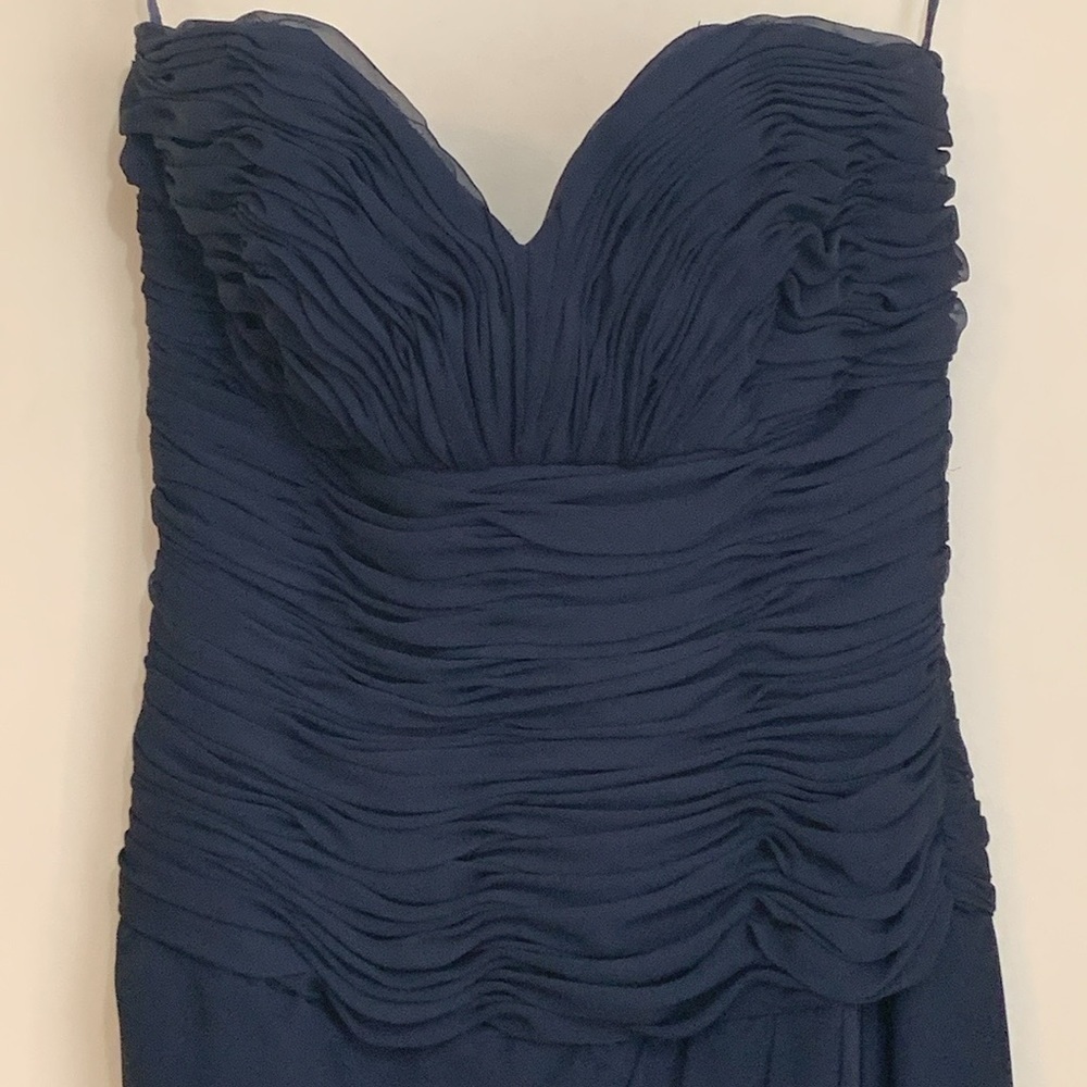 Victor Costa Black Chiffon Sweetheart Smocked Layered Gown Long Dress Vintage 10 - Picture 6 of 17